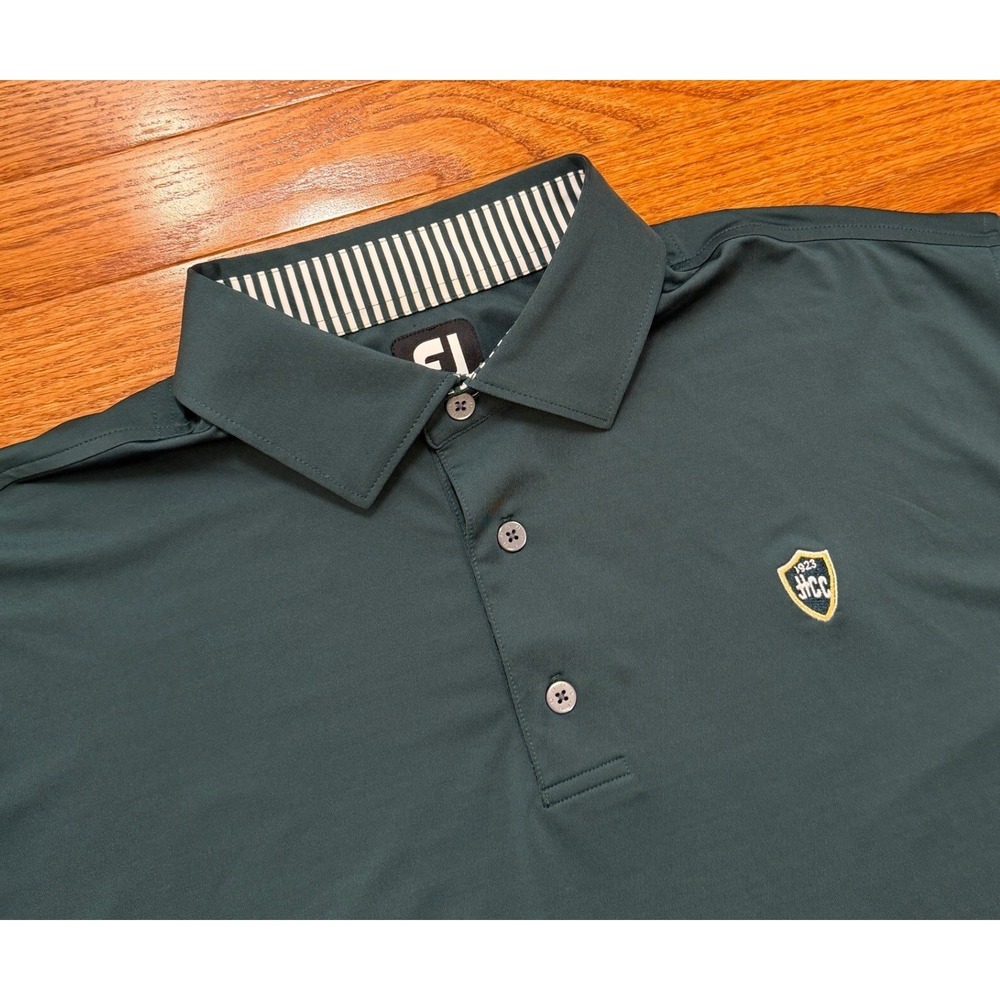 FootJoy Hillendale Country Club Golf Polo Shirt Mens XL Green Performance Active